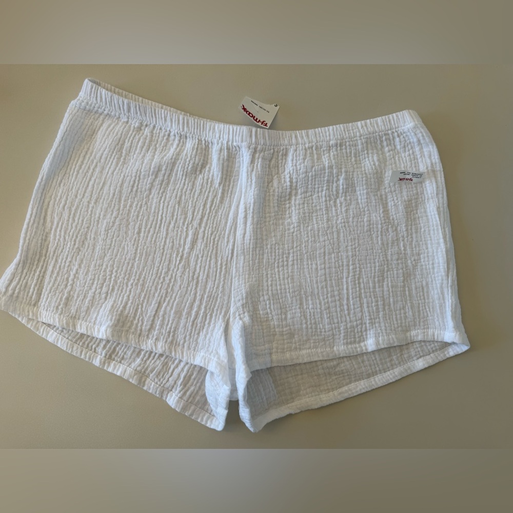 Laura Ashley White Crinkled Cotton Lounge Shorts